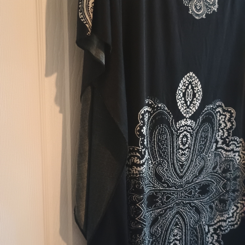 Free Culture Women's Large Black Boho Paisley Print Tunic Top - Flowy Kaftan... - Picture 8 of 13